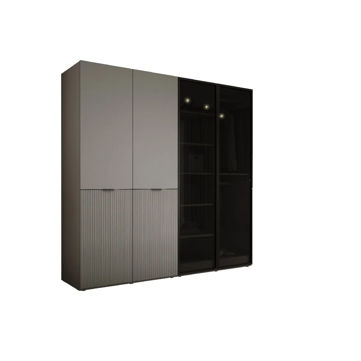 Armoire: Gris Platine / Verre Antisol, 200 x 200 x 51 cm