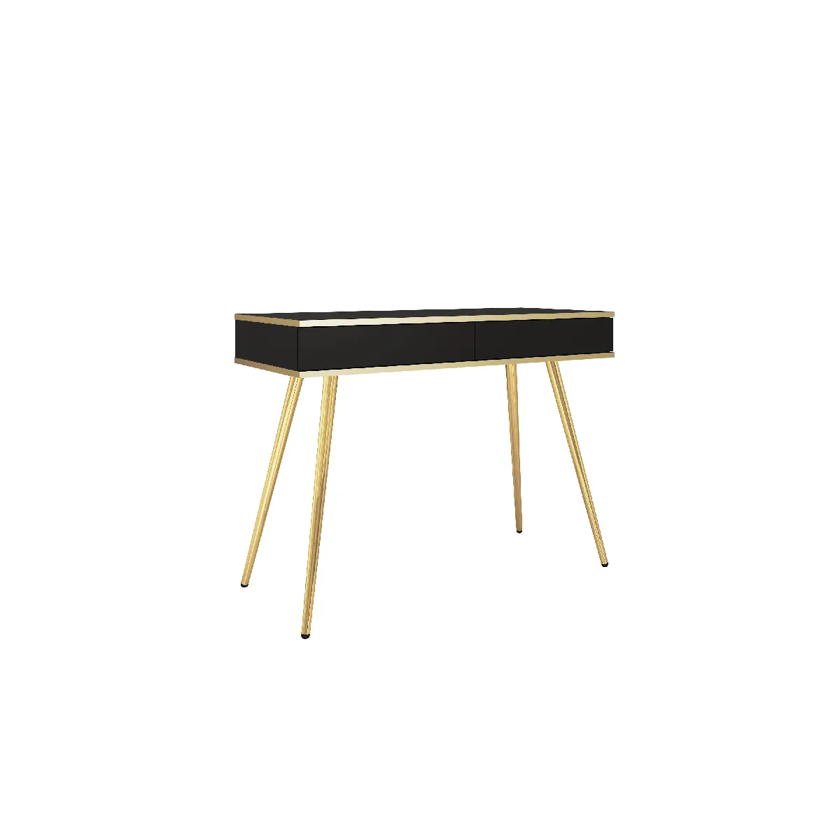 Coiffeuse, noir, pieds dorés, 102 x 79 x 50 cm