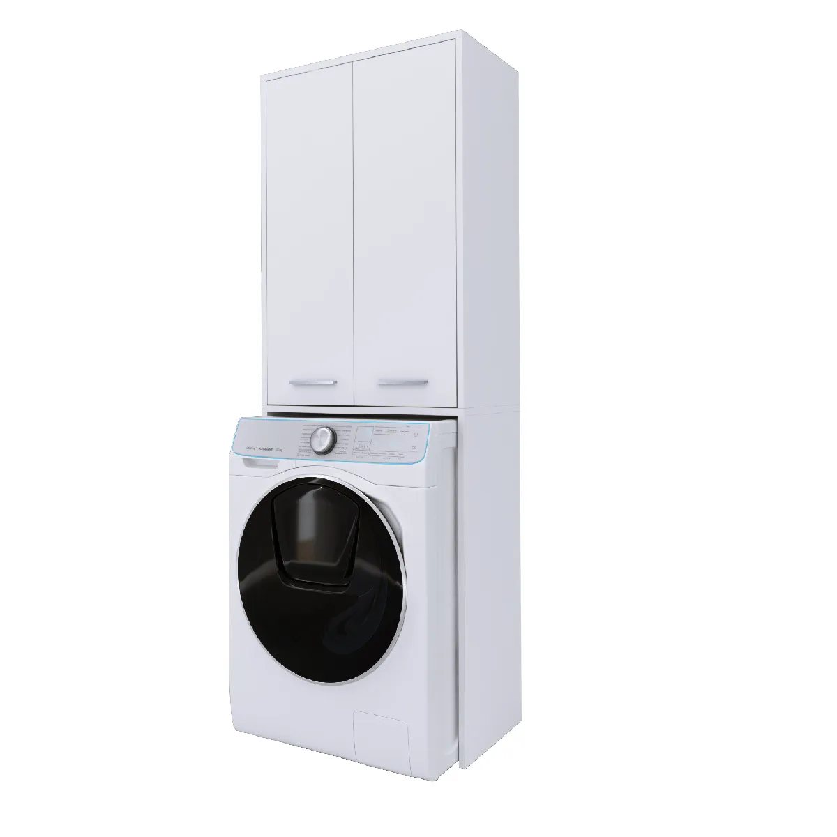 Armoire au-dessus du lave-linge, chêne sonoma, blanc mat, 31 x 64 x 180 cm