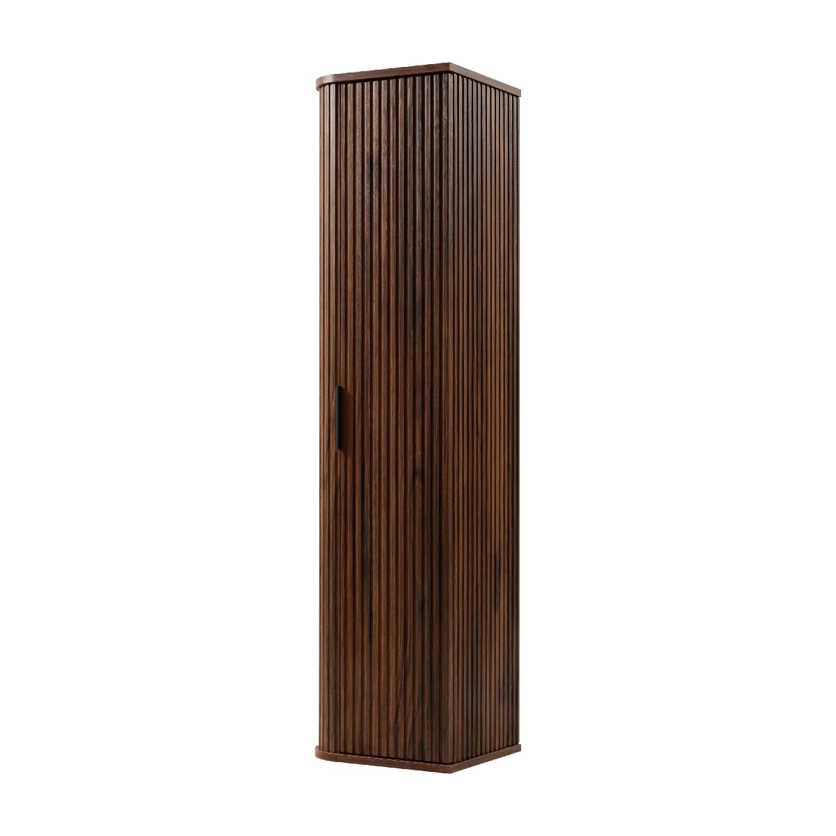 Colonne de salle de bain, chêne noyer, poignée noire, 35,5 x 139 x 31,5 cm