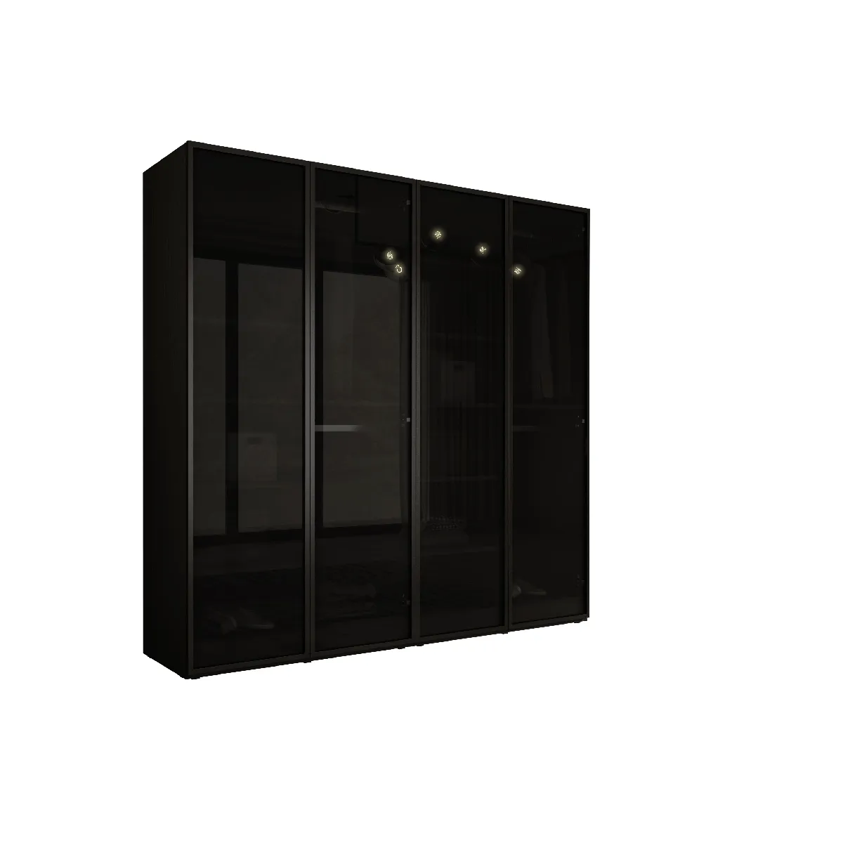 Armoire: Graphite Noir / Verre Antisol, 200 x 200 x 51 cm