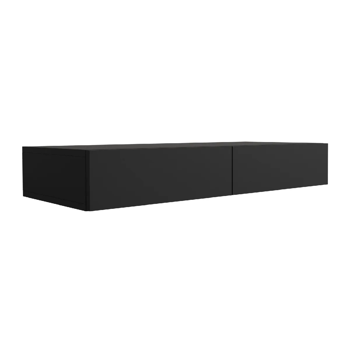 Coiffeuse suspendue avec deux tiroirs, façade lisse - noir, 100 x 39,6 x 16 cm