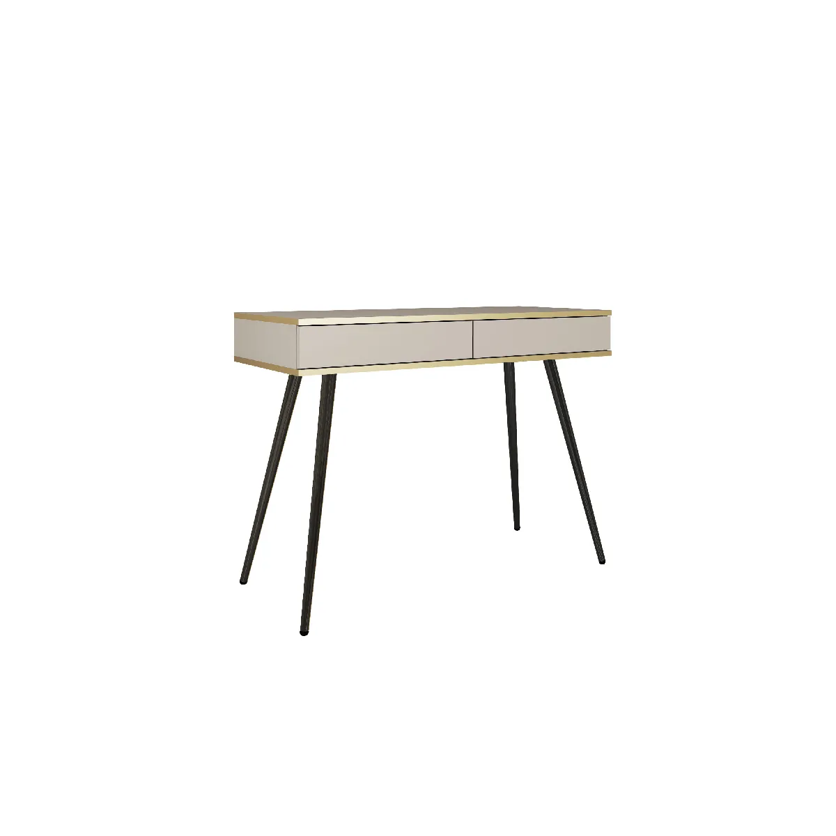 Coiffeuse, beige, pieds noirs, 102 x 79 x 50 cm