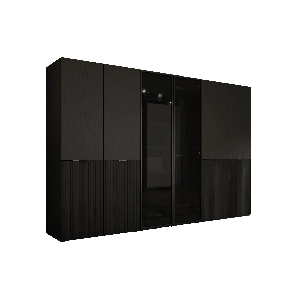 Armoire: Graphite Noir / Verre Antisol, 300 x 200 x 51 cm