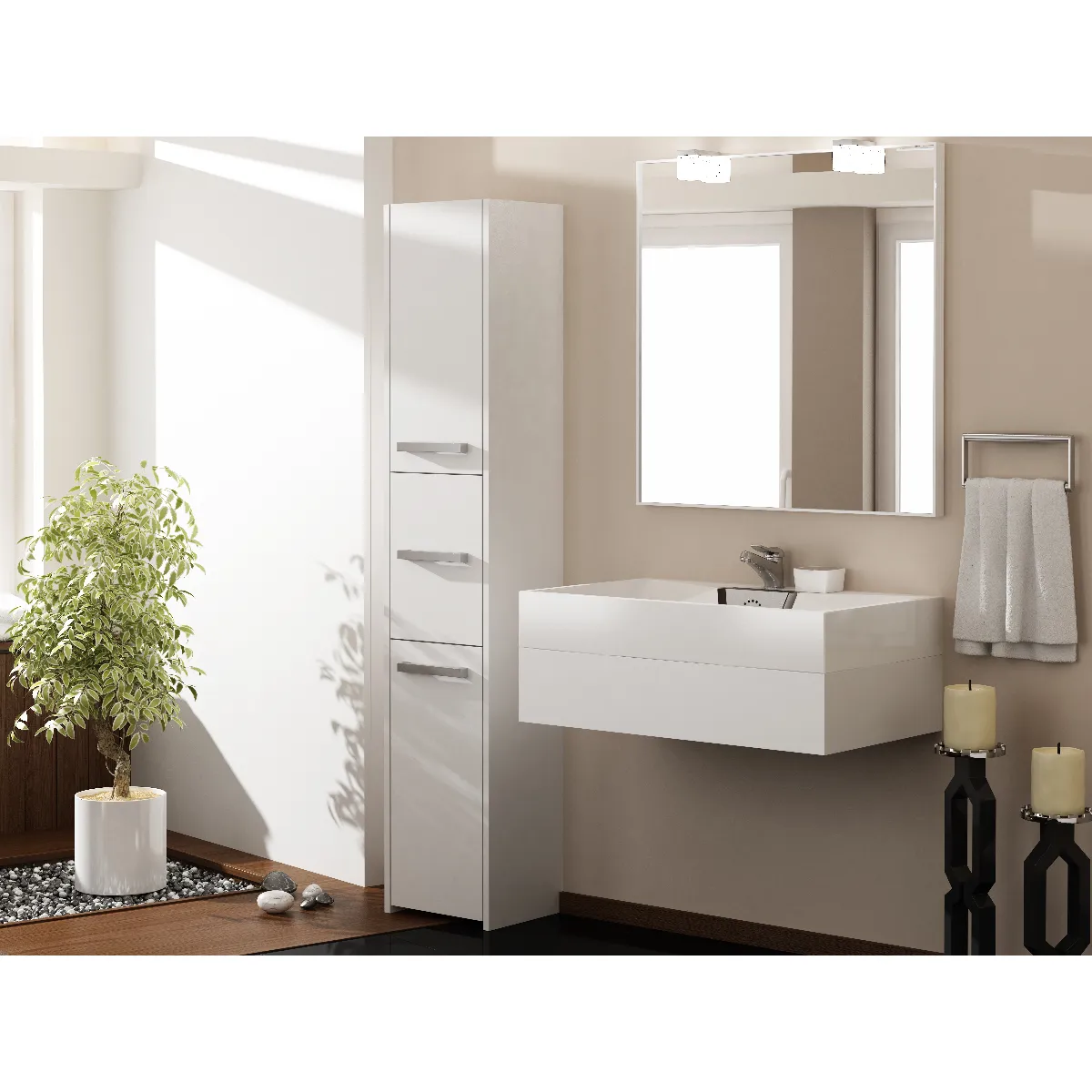 Armoire de salle de bain, blanc mat, 170 x 30 x 30 cm