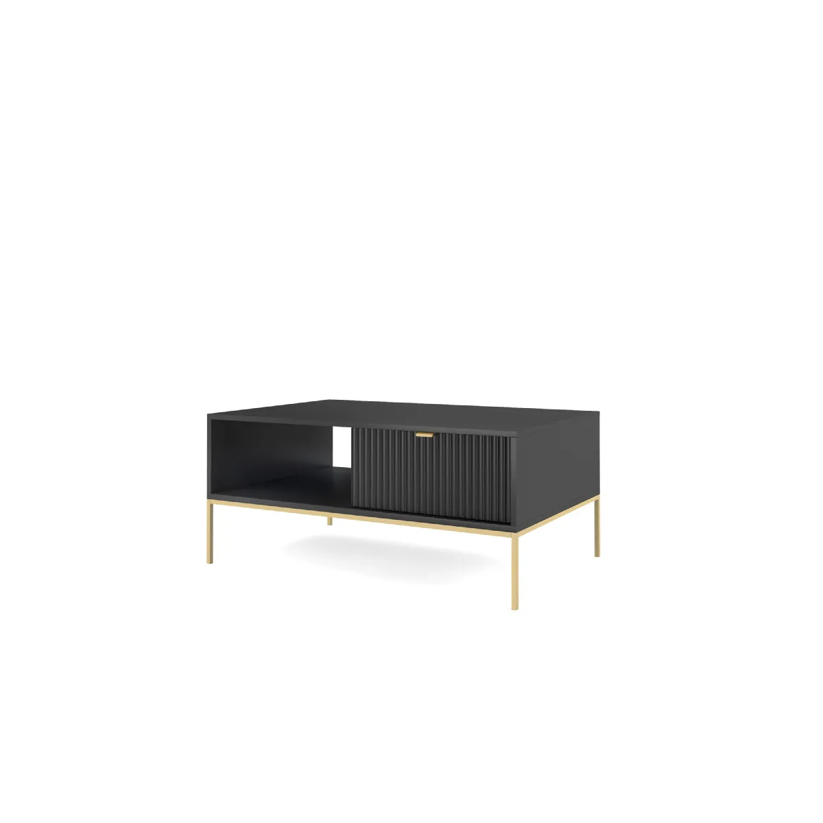 Commode: 2 Portes, Cachemire, Noir, 104 x 125 x 39 cm, poignées dorées