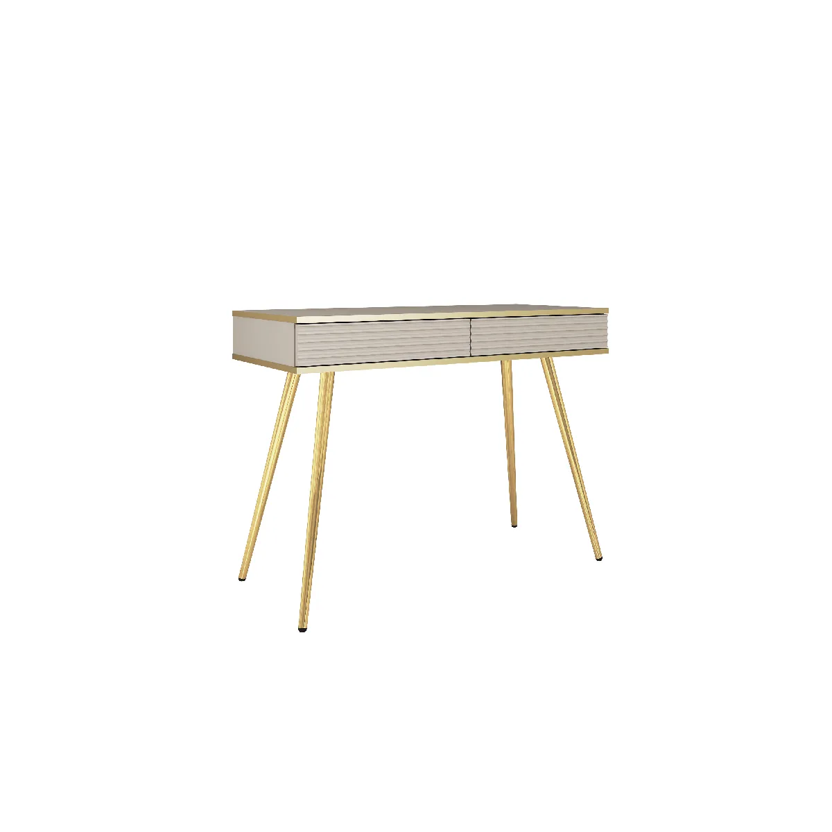 Coiffeuse glamour beige avec pieds dorés, 102 x 80 x 50