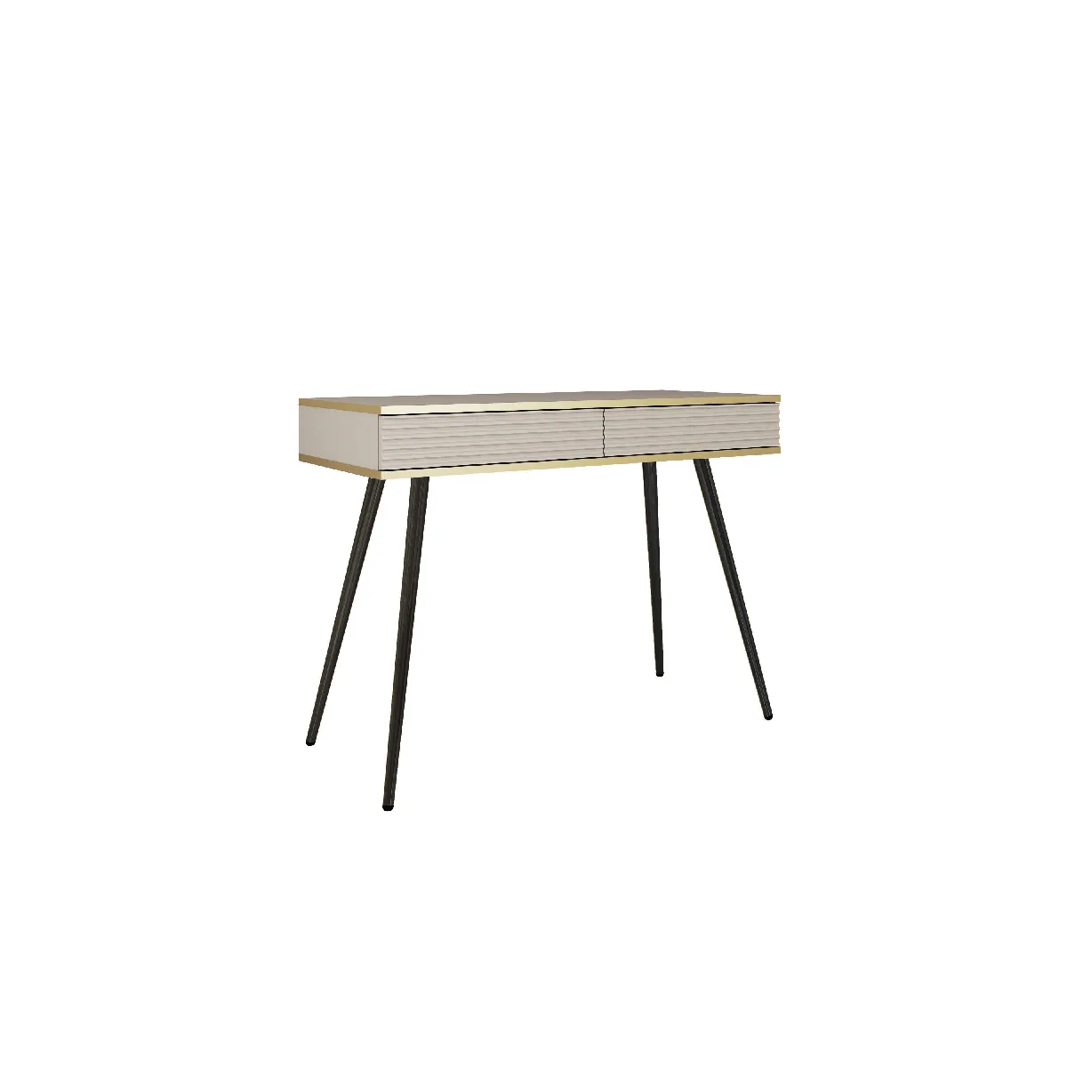 Coiffeuse glamour beige avec pieds noirs, 102 x 80 x 50