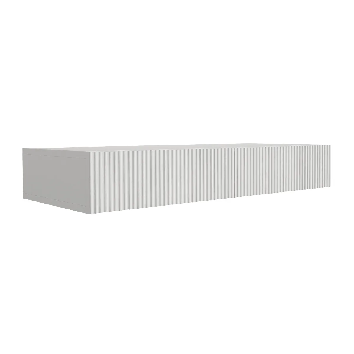 Coiffeuse suspendue avec deux tiroirs, façade rainurée - blanc, 100 x 39,6 x 16 cm