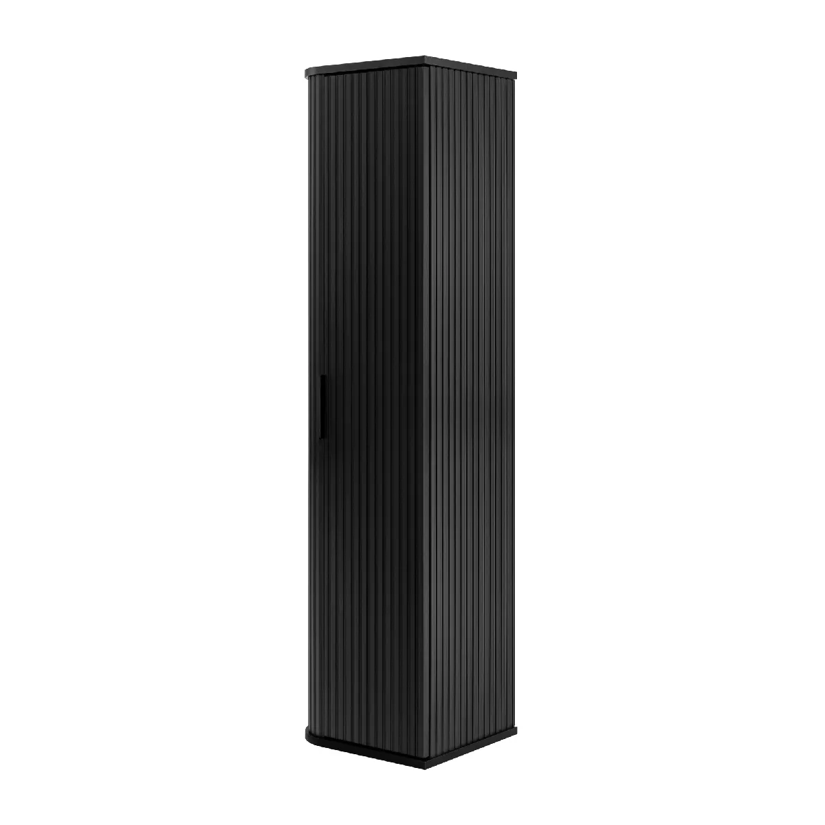 Colonne de salle de bain, noir, poignée noire, 35,5 x 139 x 31,5 cm