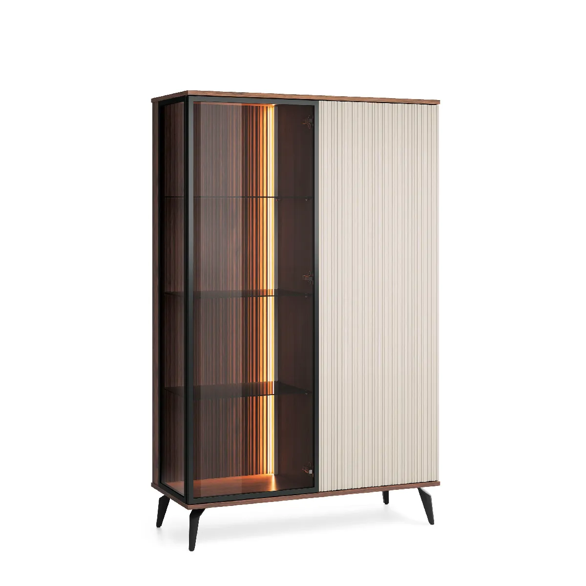 Vitrine, Cachemire / Noyer Warmien, 103 x 162 x 39 cm
