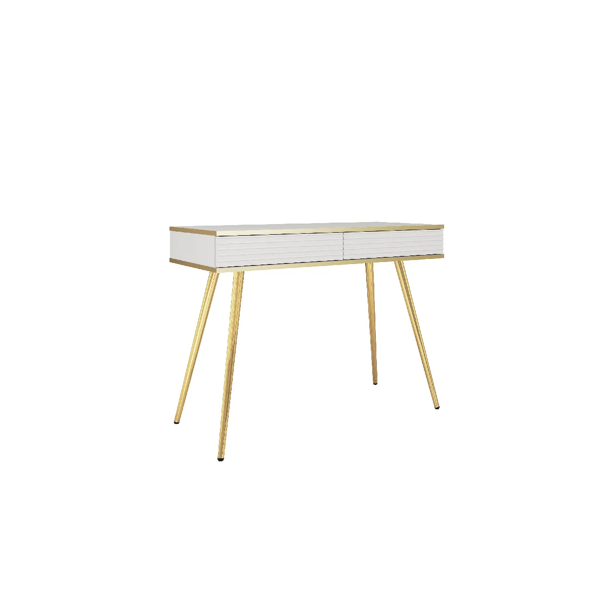 Coiffeuse blanche glamour avec pieds dorés, 102 x 80 x 50