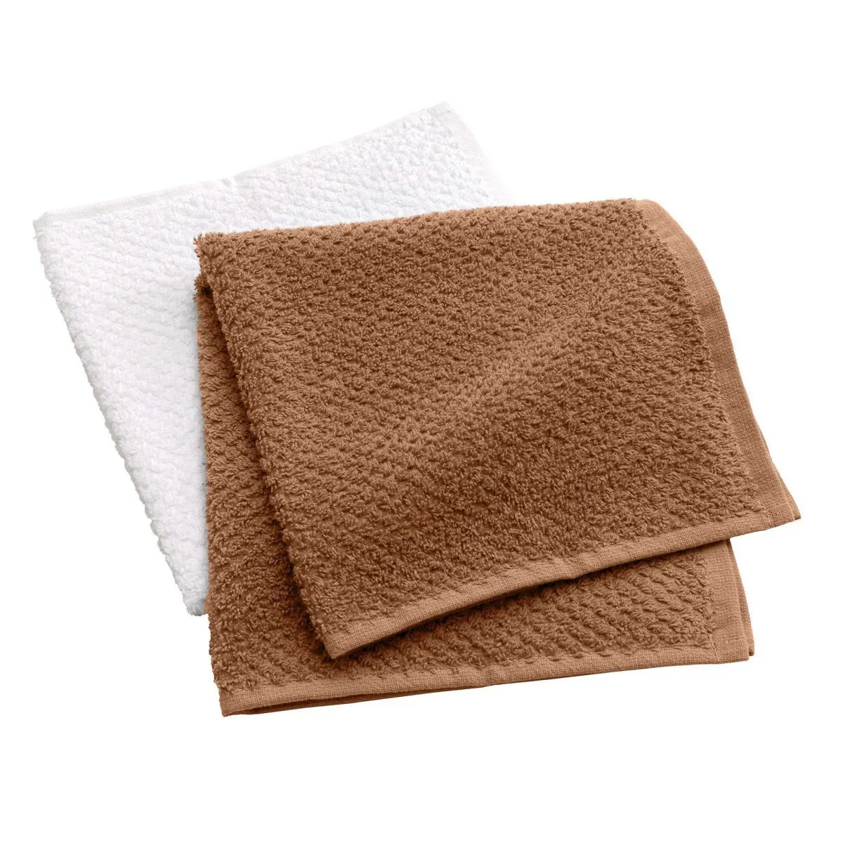 Lot De 2 Essuie-mains "gourmet" 50x50cm Mocha & Blanc