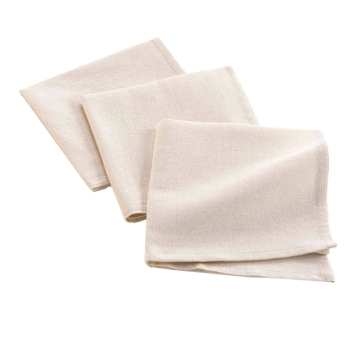 Lot de 3 Serviettes de Table "Serafine" 40x40cm Naturel
