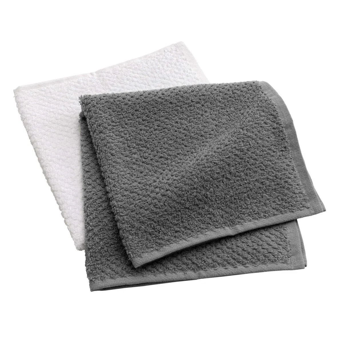Lot De 2 Essuie-mains "gourmet" 50x50cm Anthracite & Blanc