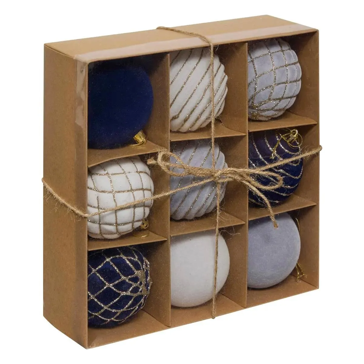 Lot De 9 Boules De Noël Pailletées Bleues D. 80 Mm - Feeric Lights & Christmas
