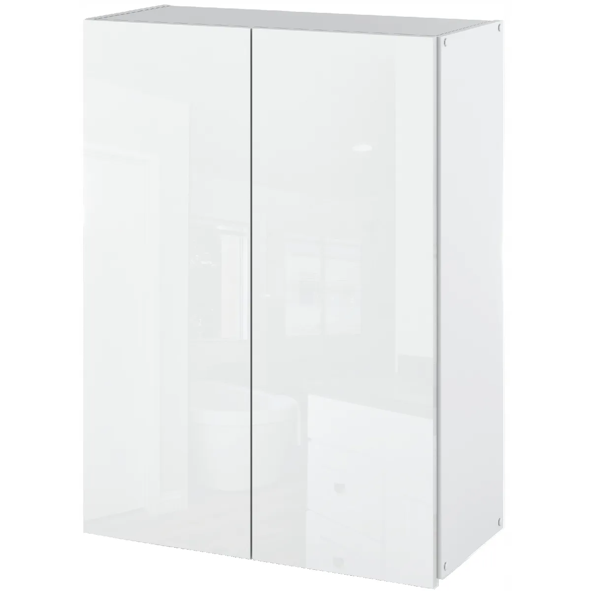 Armoire Murale Blanc Brillant 60 Cm - Meuble Haut Et Colonne Pour Salle De Bain