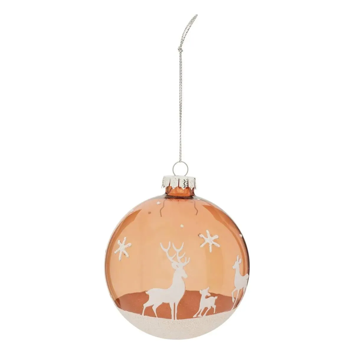 Boule De Noël En Verre Renne Bronze D. 80 Mm - Feeric Lights & Christmas