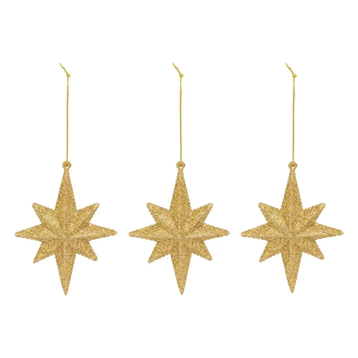 Lot De 3 Étoiles De Noël Du Nord En Plastique Or 13 Cm - Feeric Lights & Christmas