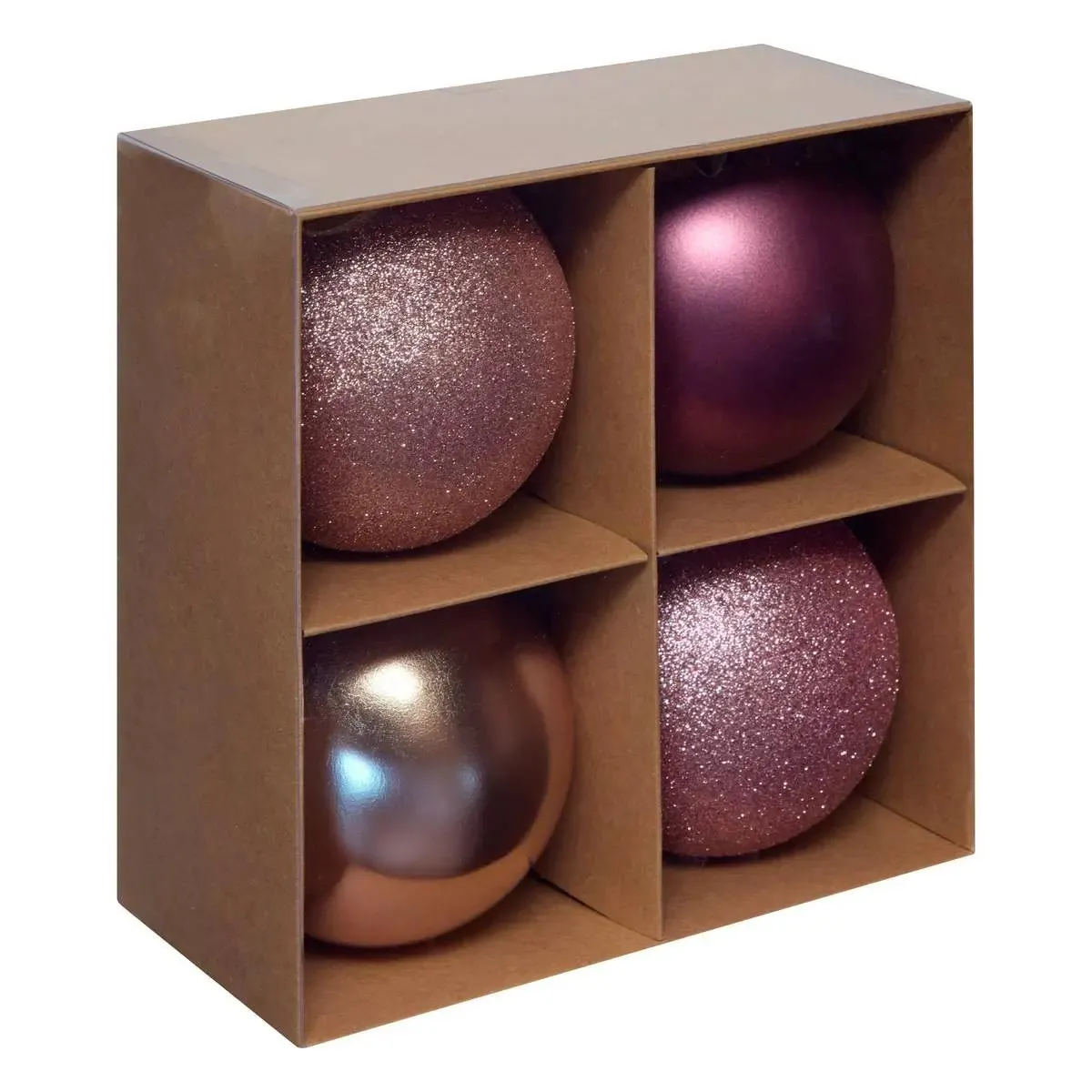 Lot De 4 Boules D.10cm Polystyrène Recyclé Rose - Feeric Lights & Christmas