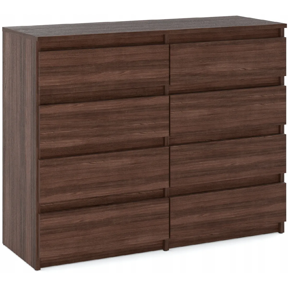 Grande Commode moderne 120 cm Chêne Wenge avec 8 tiroirs - Grand meuble de rangement pour salon