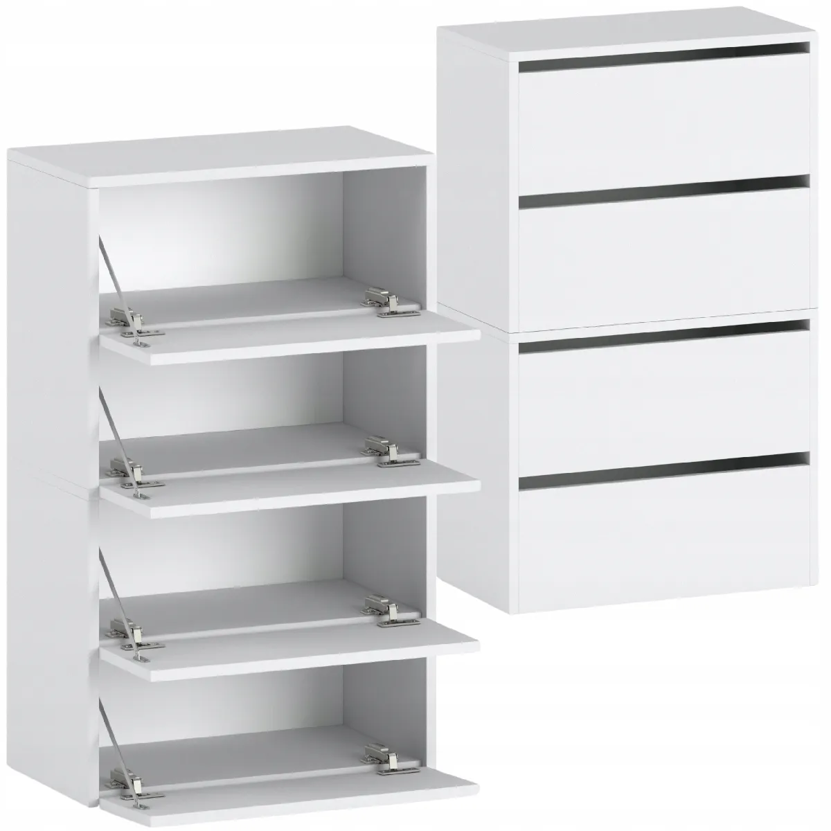 Meuble à Chaussures Blanc Mat 60x30x100cm - Étagère de Rangement Entrée Style Loft