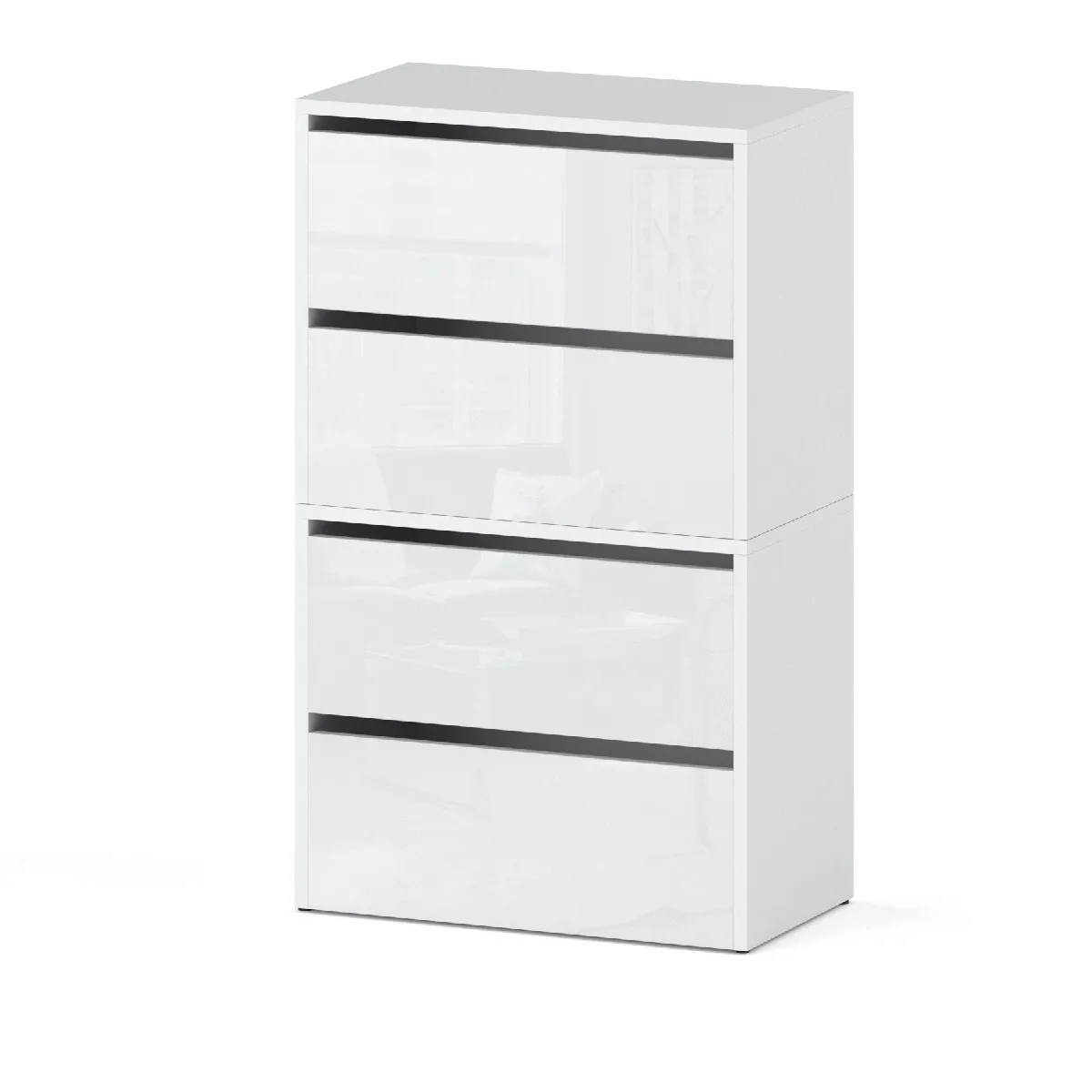 Meuble à Chaussures Blanc Brillant 60x30x100cm - Étagère de Rangement Entrée Style Loft