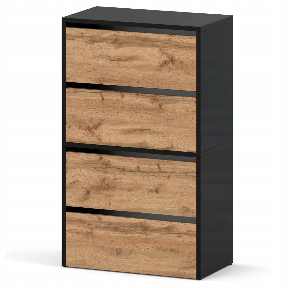 Meuble à Chaussures Noir Chêne Wotan 60x30x100cm -10 paires- Étagère de Rangement Entrée Style Loft