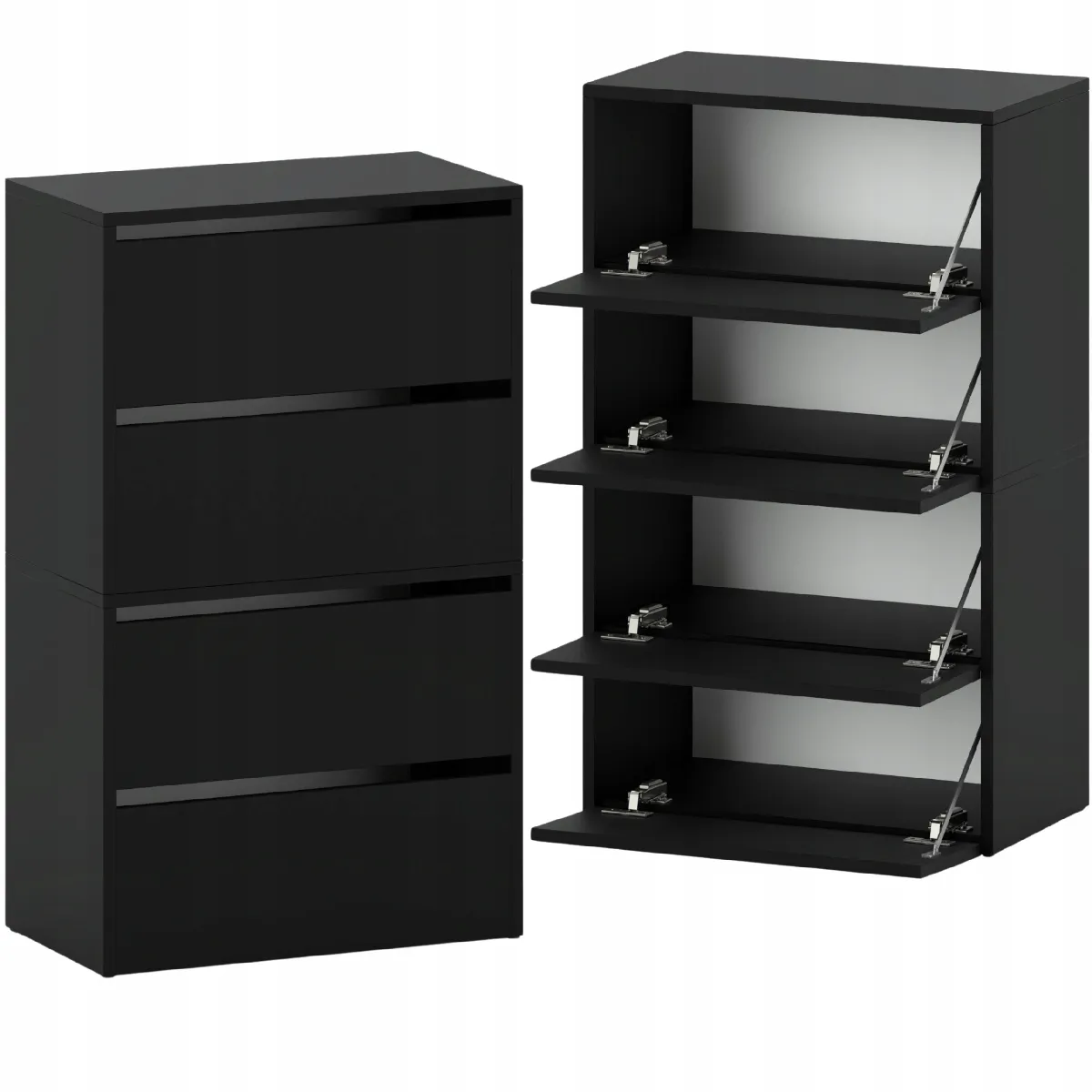 Meuble à Chaussures Noir 60x30x100cm - Étagère de Rangement Entrée Style Loft