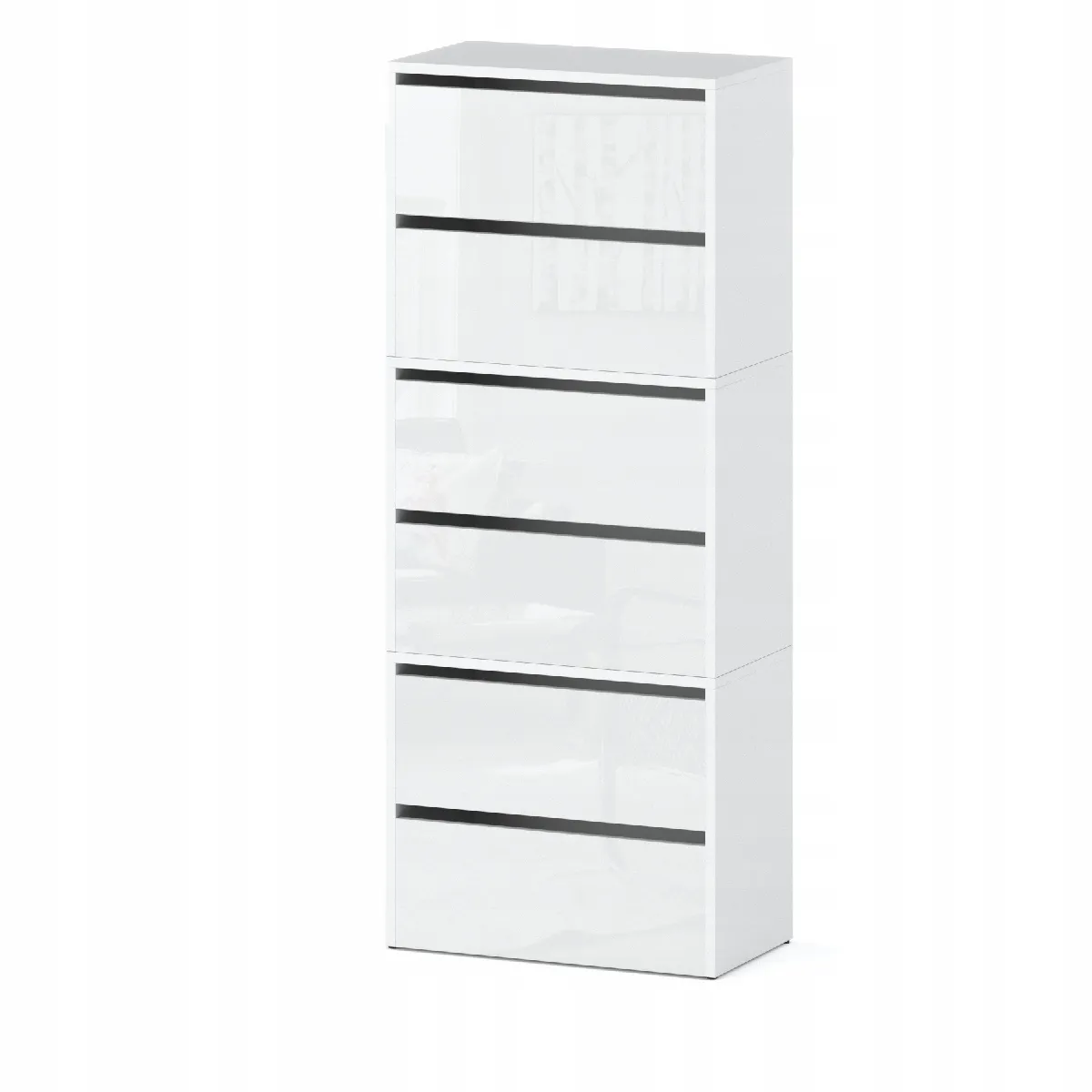 Meuble à Chaussures Étroit Blanc Brillant 60x36x150cm - Étagère Rangement Entrée