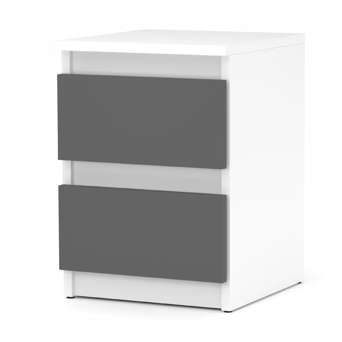 Table de chevet Blanc + Gris 30x30x42CM 2 tirrois -meuble de nuit pour chambre à coucher loft