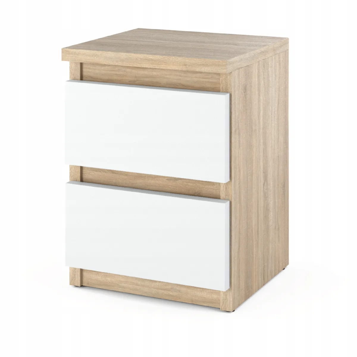Table de chevet Chêne Sonoma Blanc mat 30x30x42CM 2 tirrois -meuble de nuit pour chambre à coucher loft