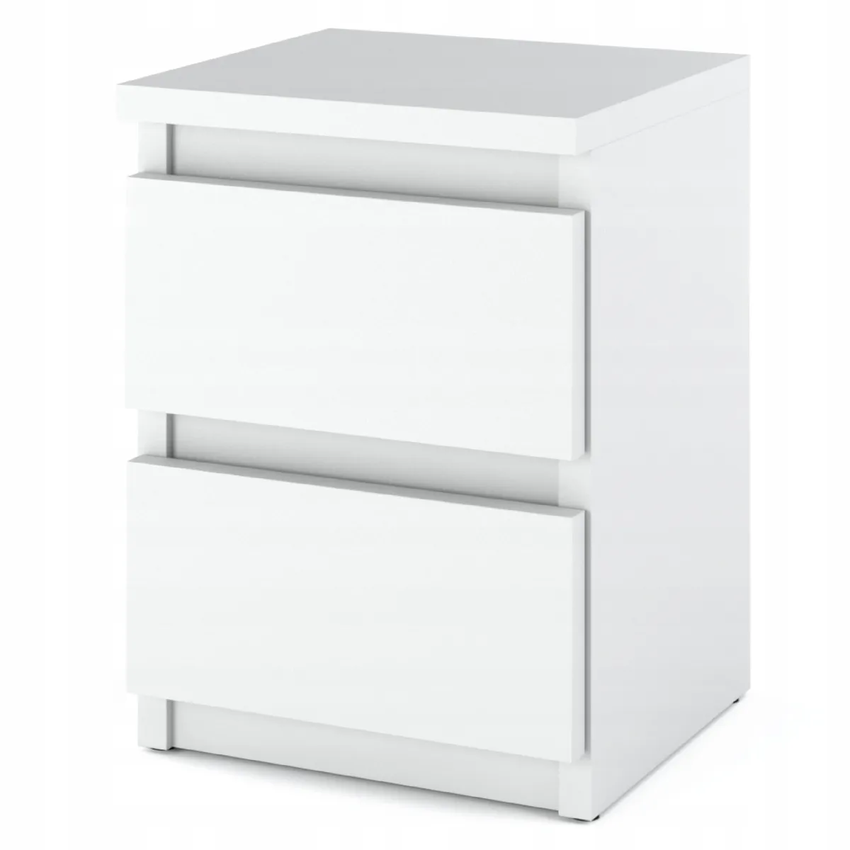 Table de chevet Blanc Mat 30x30x42CM 2 tirrois -meuble de nuit pour chambre à coucher loft