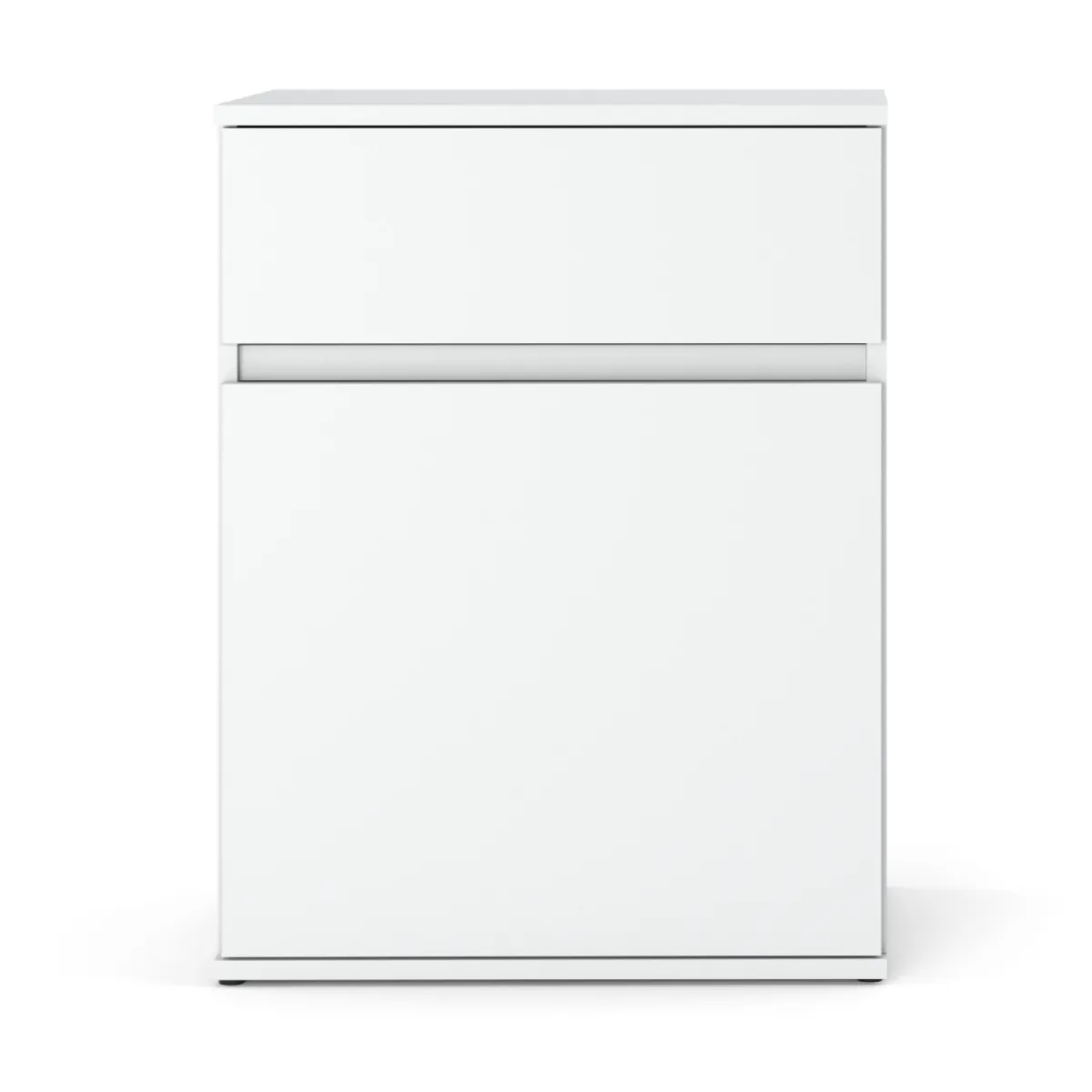 Commode design blanc mat avec tiroir et porte - 60x35x78 cm