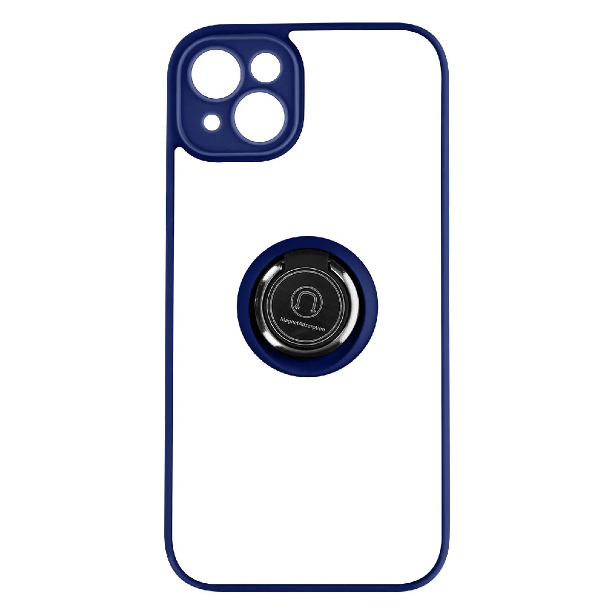 Coque Pour Iphone 14 Plus Bi-matière Bague Métallique Support Vidéo Bleu