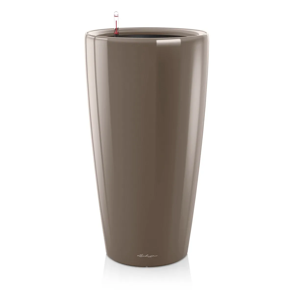 Pot de fleur Rondo Premium 40 - LEC - kit complet - taupe brillant - résistant aux intempéries