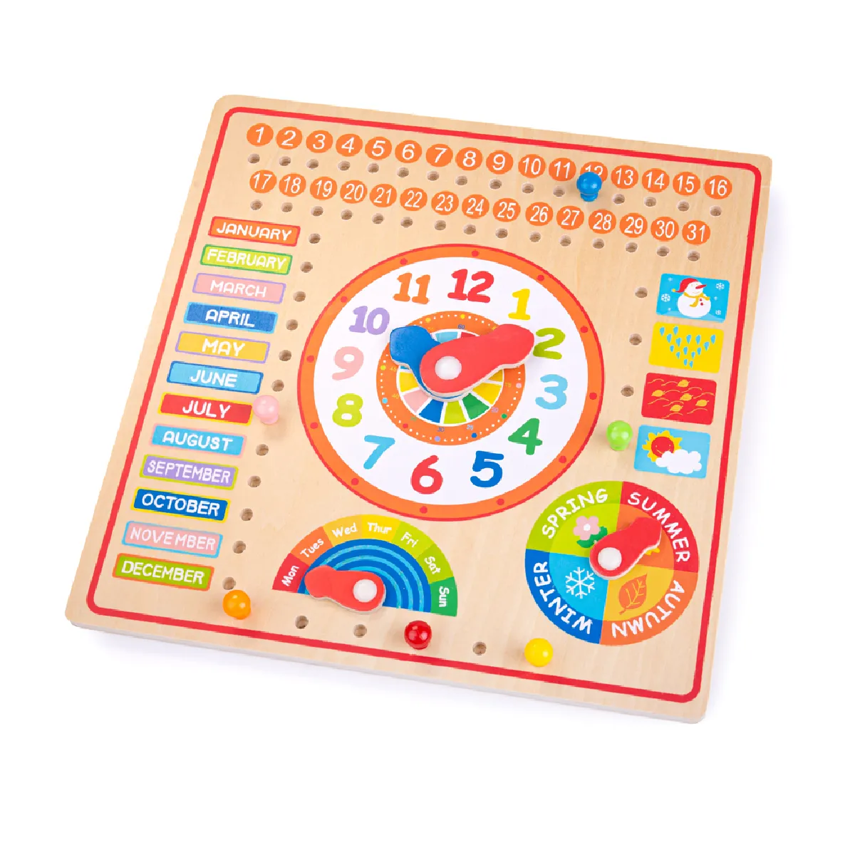 Bigjigs Toys, Calendrier Mural En Bois, Convient Aux ges Dès 3 Ans