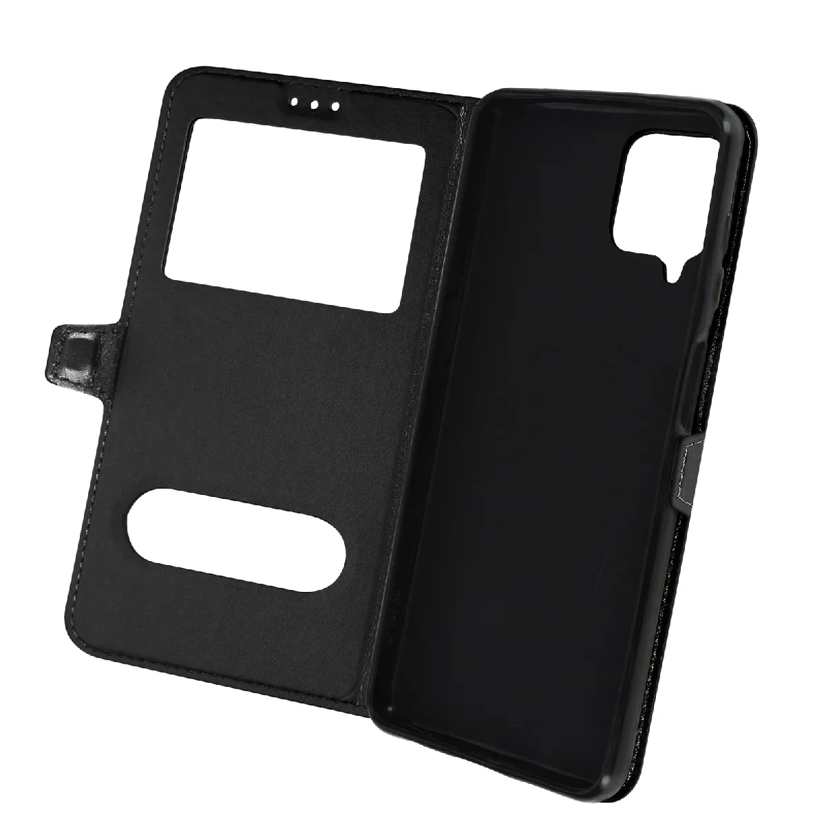 Housse Pour Samsung Galaxy A22 / M32 Avec Double Fenêtre Support Vidéo Noir