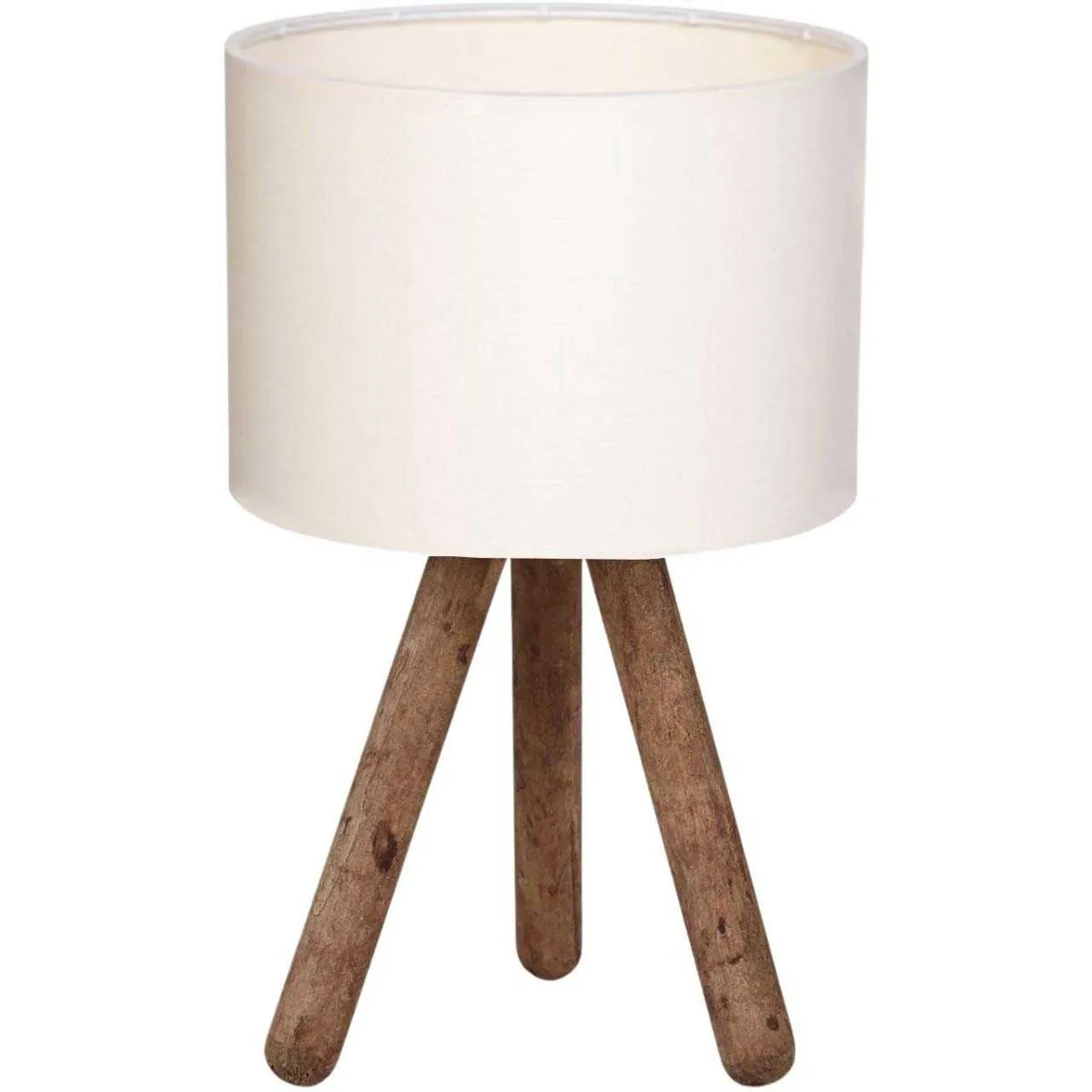 Lampe à poser 19x19x32 cm en tissu crème et bois