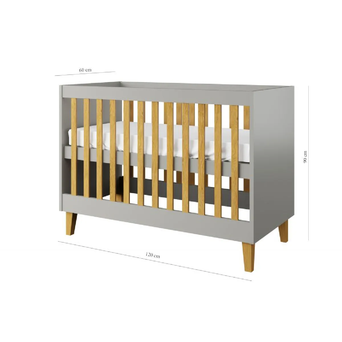 Lit Bébé 60x120 Kubi - Gris