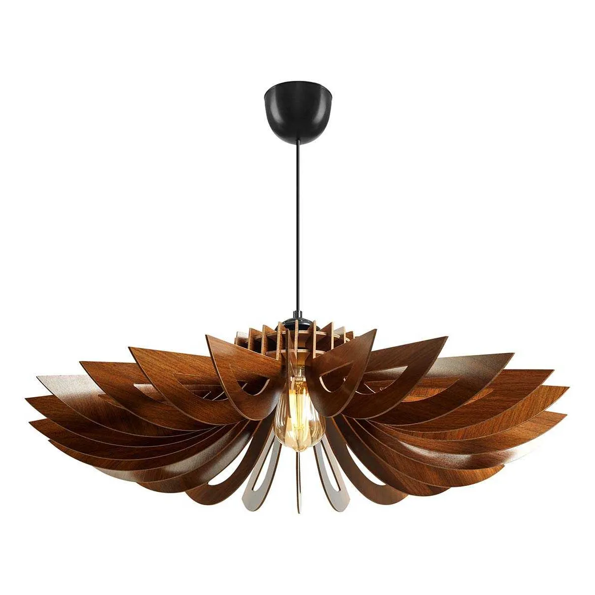 Suspension ajourée en MDF - D. 68 x H. 50 cm - Coloris noyer - FARITA