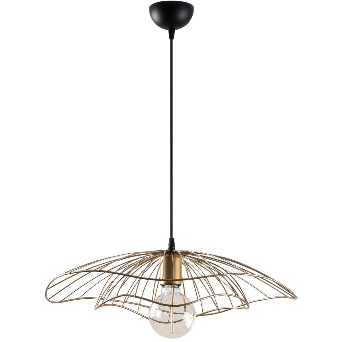 Suspension filaire en métal - D. 50 x H. 30/110 cm - Doré - ATHERIA