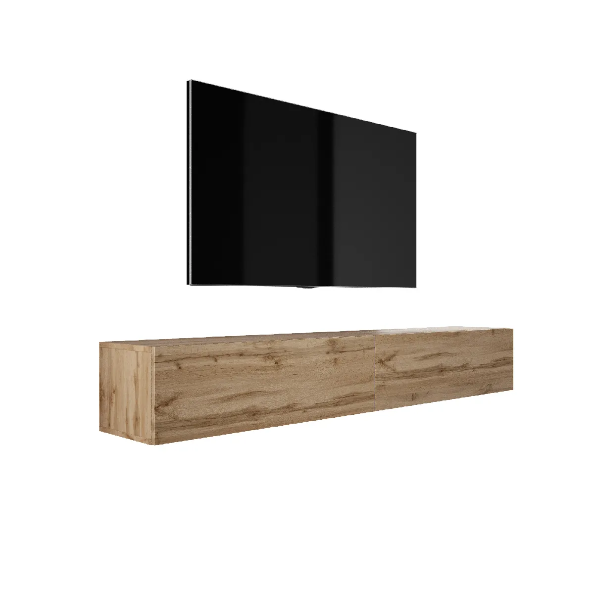 Meuble TV Suspendu, (2 X 100) X 34 X 32 Cm, Chêne Wotan