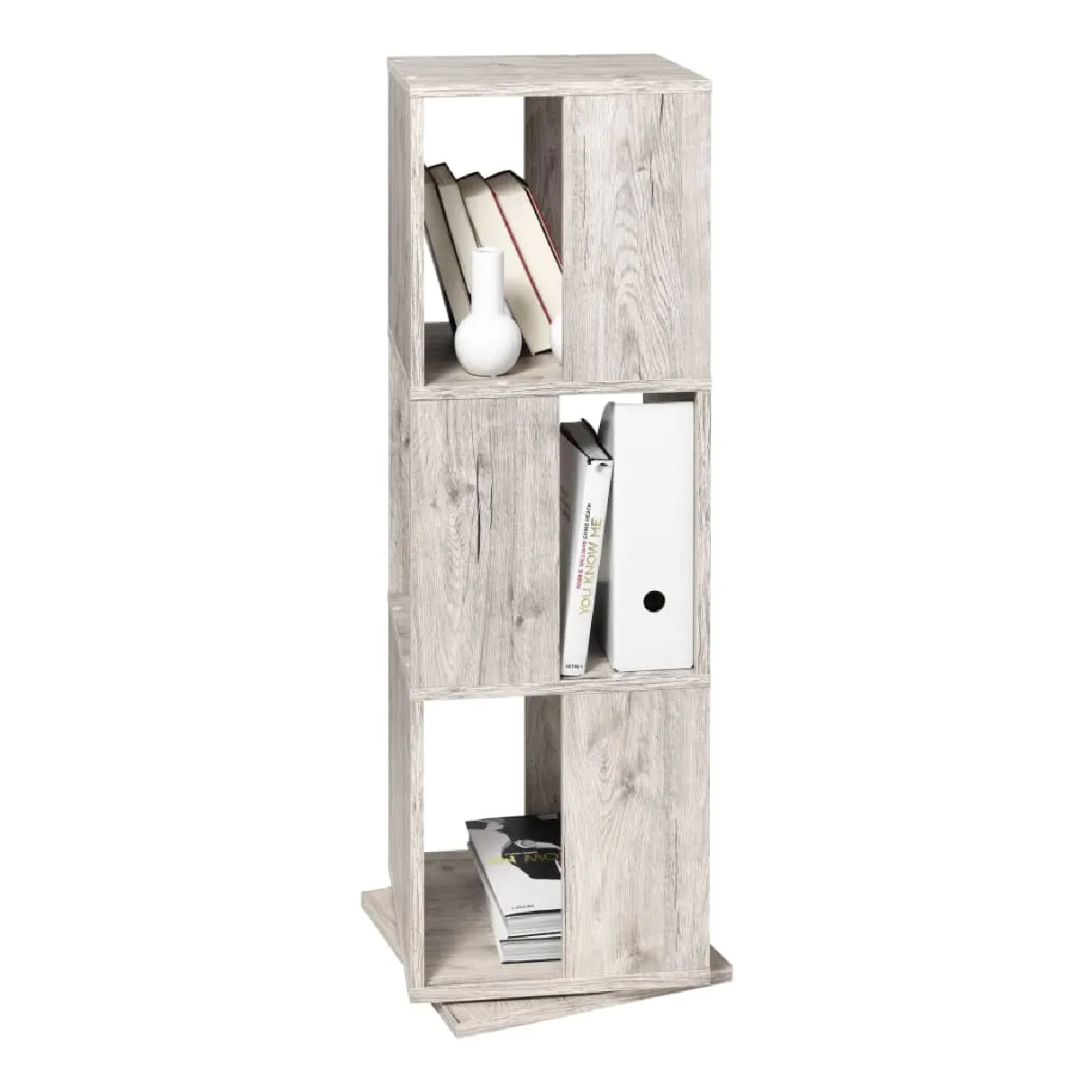 Classeur Rotatif Ouvert 34 X 34 X 108 Cm Chêne Sable Fmd