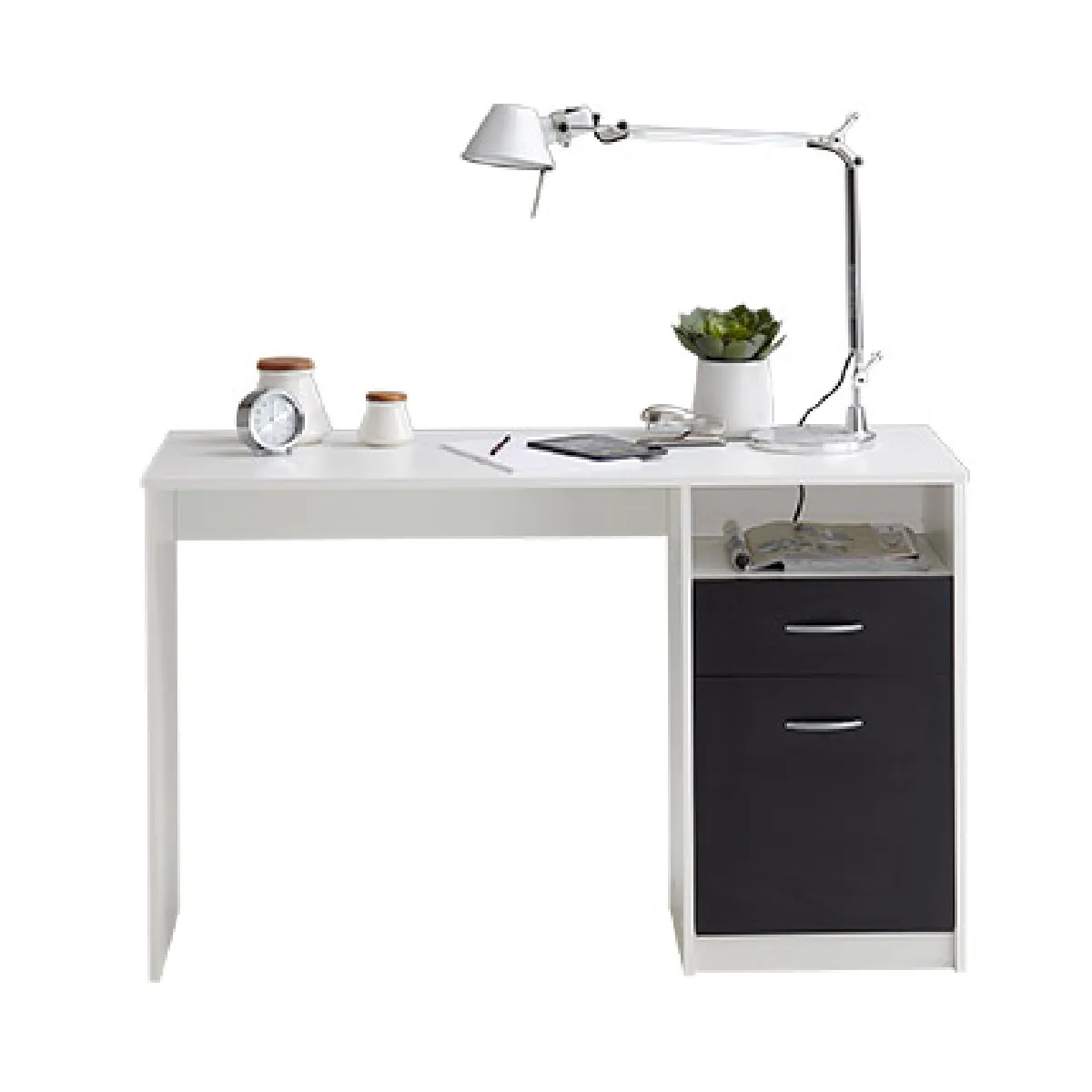 Bureau Avec 1 Tiroir 123 X 50 X 76,5 Cm Blanc Et Noir Fmd
