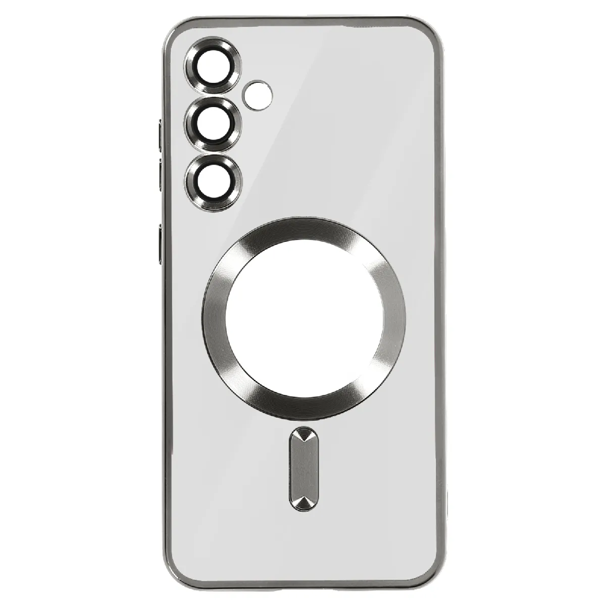 Coque Magsafe Pour Samsung S24 Plus En Silicone Contour Chromé Argent