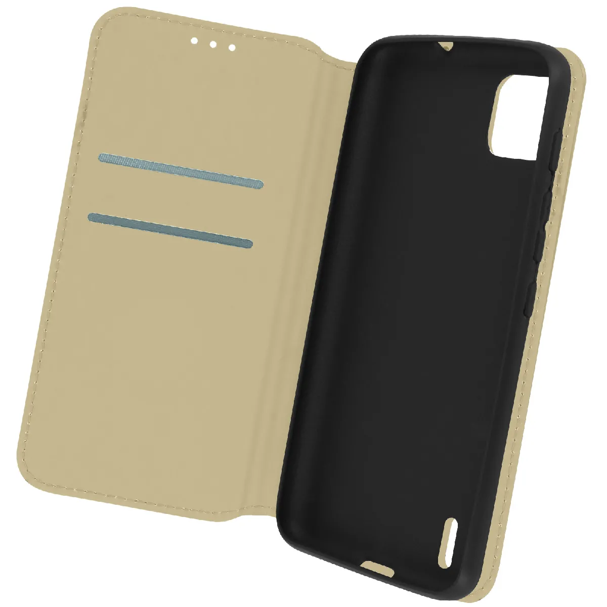 Housse Folio Pour Wiko Y62 Et Y62 Plus Portefeuille Fonction Support Vidéo Dorée