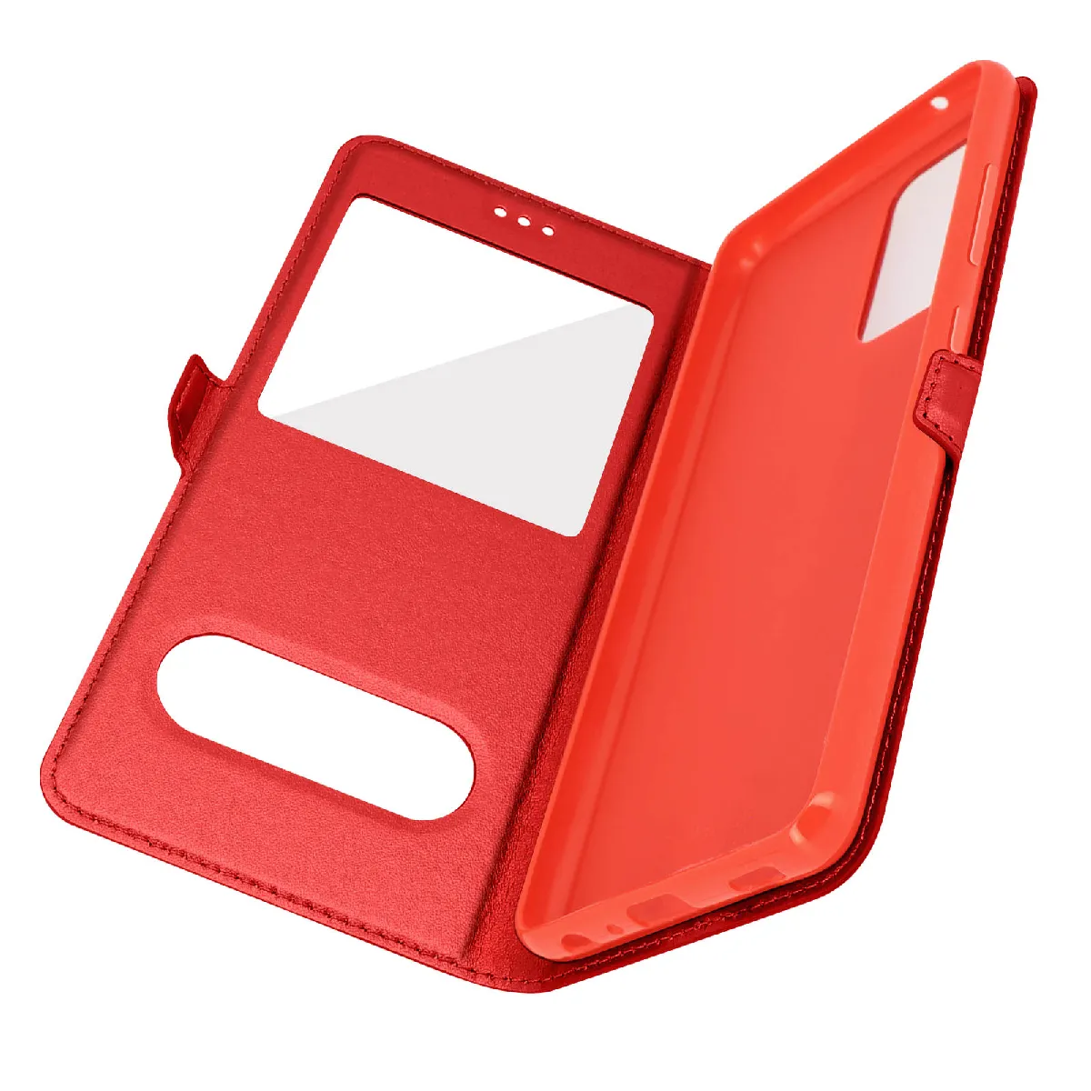 Housse Pour Samsung Galaxy A52 Et A52s Avec Double Fenêtre Support Vidéo Rouge