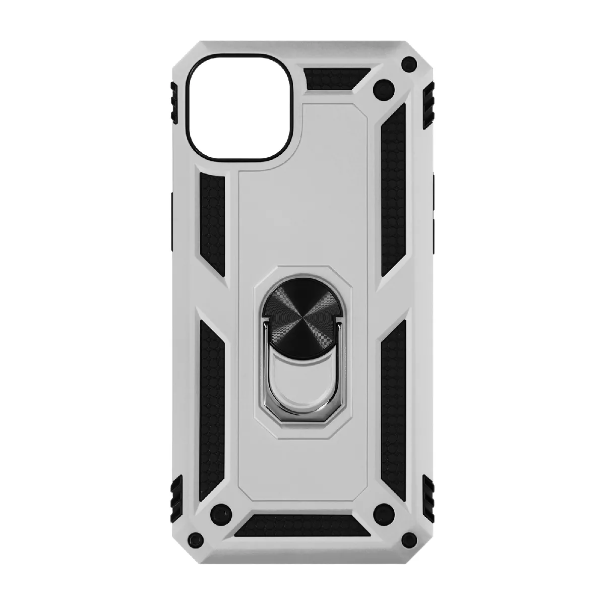 Avizar Coque pour iPhone 14 Hybride Antichoc Bague de maintien Support Vidéo Argent