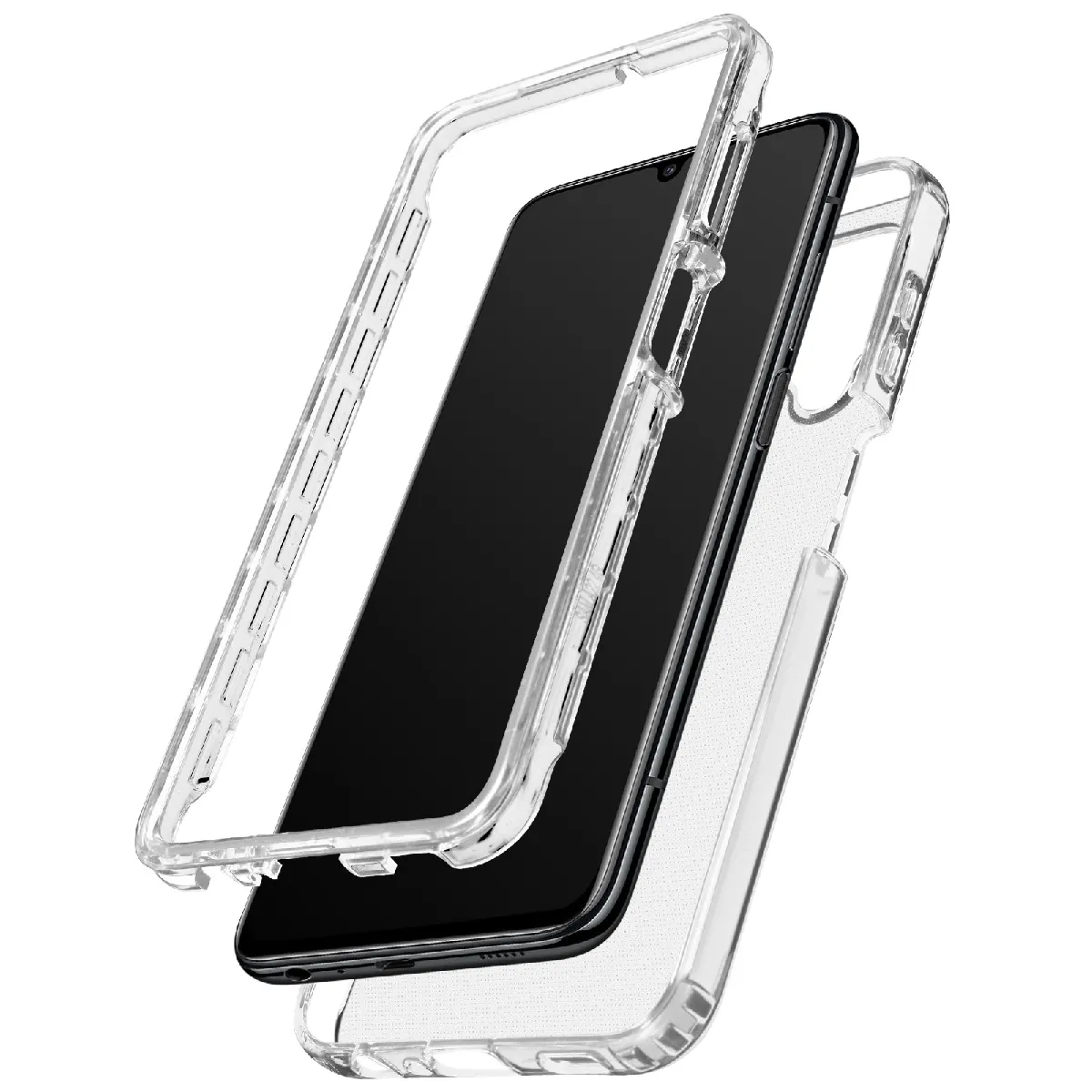 Avizar Coque 360° Samsung Galaxy A22 Arrière Souple et Avant Rigide Transparent
